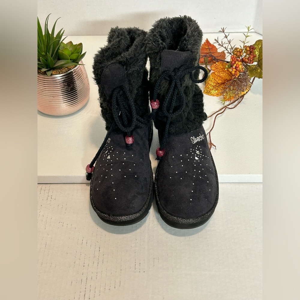 Kids Black Boots with Pink Accents